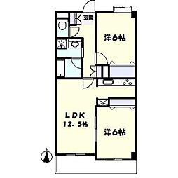 ベルコリンもえぎ野 2LDKの間取図画像