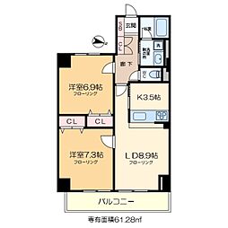 大島神田ビルアビタシオン大島 2LDKの間取図画像
