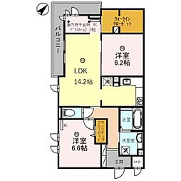 グレースコート豊中北 2LDKの間取図画像