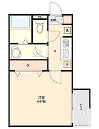 TKWill坂戸 2階1Kの間取り