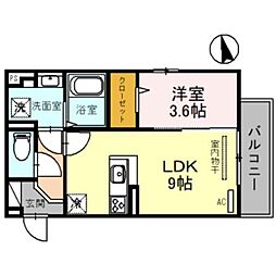 JR福知山線 三田駅 徒歩3分の賃貸アパート 3階1LDKの間取り