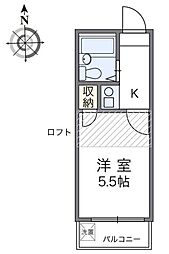 レオパレスグリーンハイツ 1Kの間取図画像
