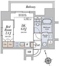 アリビス十条 12階1DKの間取り