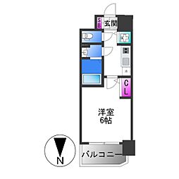 エスリード ザ・レーヴ大阪 1Kの間取図画像