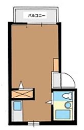 東京メトロ日比谷線 中目黒駅 徒歩12分の賃貸アパート 2階ワンルームの間取り