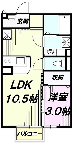 東京都八王子市館町(賃貸アパート1LDK・1階・33.39㎡)の写真 その2