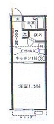 スターロッジ1号館 2階1Kの間取り
