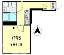 アンセス堀切菖蒲園 3階1Kの間取り