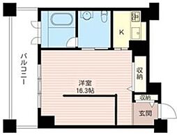 レジデンスシャルマン月島 10階ワンルームの間取り