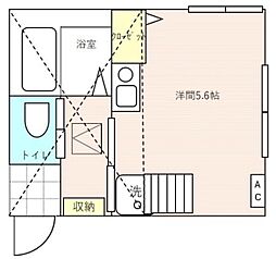ラボーナ西横浜 1階ワンルームの間取り