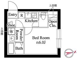 ルーム馬込 1階1Kの間取り
