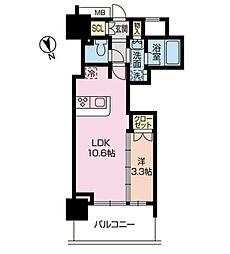 ブランズタワー橋本 1LDKの間取図画像