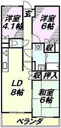 藤和シティコープ所沢 2階3LDKの間取り
