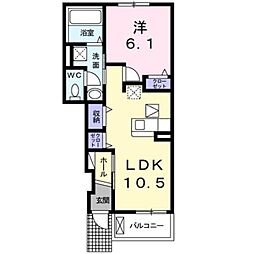 ブリーズ アベニュー 1階1LDKの間取り