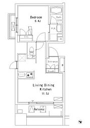 パークアクシス押上 8階1LDKの間取り