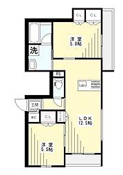 イリュージア 402 4階2LDKの間取り