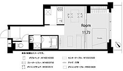 ライオンズマンション中野坂上シティ ワンルームの間取図画像
