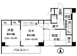 ヒルブリッジヒルNo.1 2DKの間取図画像