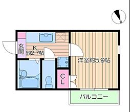 アーバンネスト 1Kの間取図画像