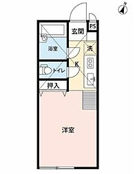 西武池袋線 所沢駅 徒歩11分の賃貸アパート 1階ワンルームの間取り