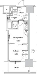 ザ・パークハビオ目白タワー 1DKの間取図画像