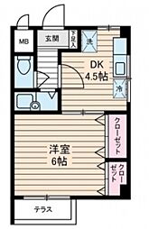 RIKIパレス 1階1DKの間取り