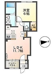 セラヴィ 1階1LDKの間取り