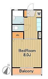 多摩都市モノレール 多摩動物公園駅 徒歩8分の賃貸アパート 1階1Kの間取り