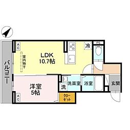 蕨市中央5丁目アパート 1LDKの間取図画像