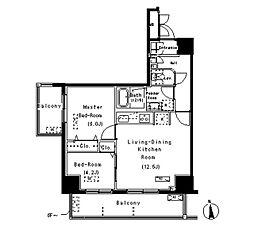 ParkAxis元浅草STAGE 2LDKの間取図画像