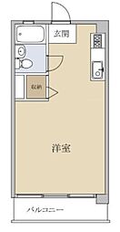 渋谷コーポ 4階ワンルームの間取り