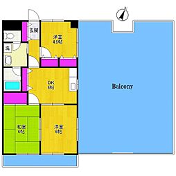 元屋敷壱番館 3DKの間取図画像