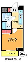 カスタリア住吉 1Kの間取図画像