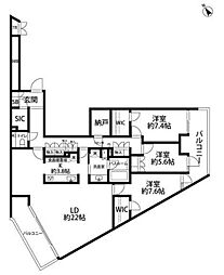 加賀レジデンス 12階3LDKの間取り