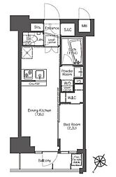 コンフォリア滝野川 6階1DKの間取り