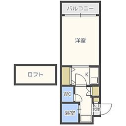 ホワイトハウス姪浜 1Kの間取図画像