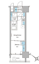 ルフォンプログレ西大井プレミア 1DKの間取図画像