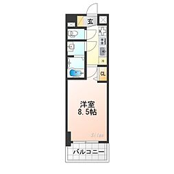 プレデコート西京極 1Kの間取図画像