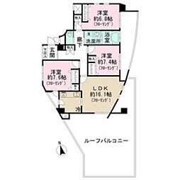 コスモシティ大森 8階3LDKの間取り