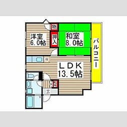 ヴェルドミール夏見Ａ棟 1階2LDKの間取り