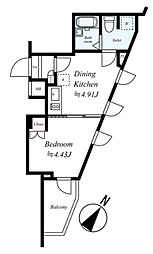 東急多摩川線 鵜の木駅 徒歩5分の賃貸マンション 4階1DKの間取り