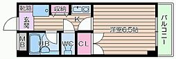 88中之島ウイング 1Kの間取図画像