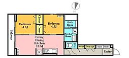 アヴァンス八潮C 2LDKの間取図画像