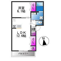 ハイムメゾン平野東 1LDKの間取図画像