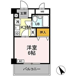 バーチェ 1Kの間取図画像