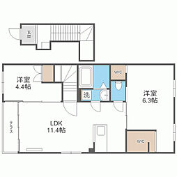 シエル ラフィネ 2LDKの間取図画像