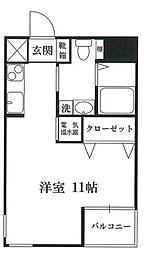 都営大江戸線 赤羽橋駅 徒歩5分の賃貸マンション 8階1Kの間取り