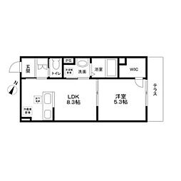フォレストメゾン雪が谷 1階1LDKの間取り