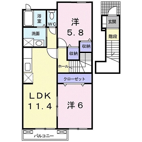 カーサ　ステラ ｜和歌山県紀の川市西井阪(賃貸アパート2LDK・2階・55.81㎡)の写真 その2