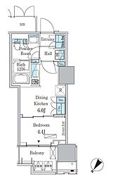 晴海フラッグ ポートヴィレッジ A棟 14階1DKの間取り